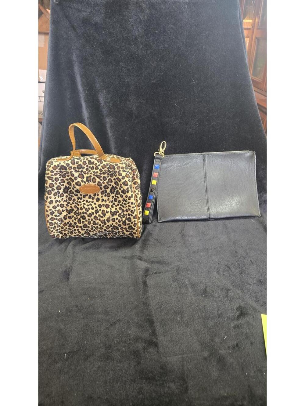 Lancôme Leopard Print Handbag with Black Clutch